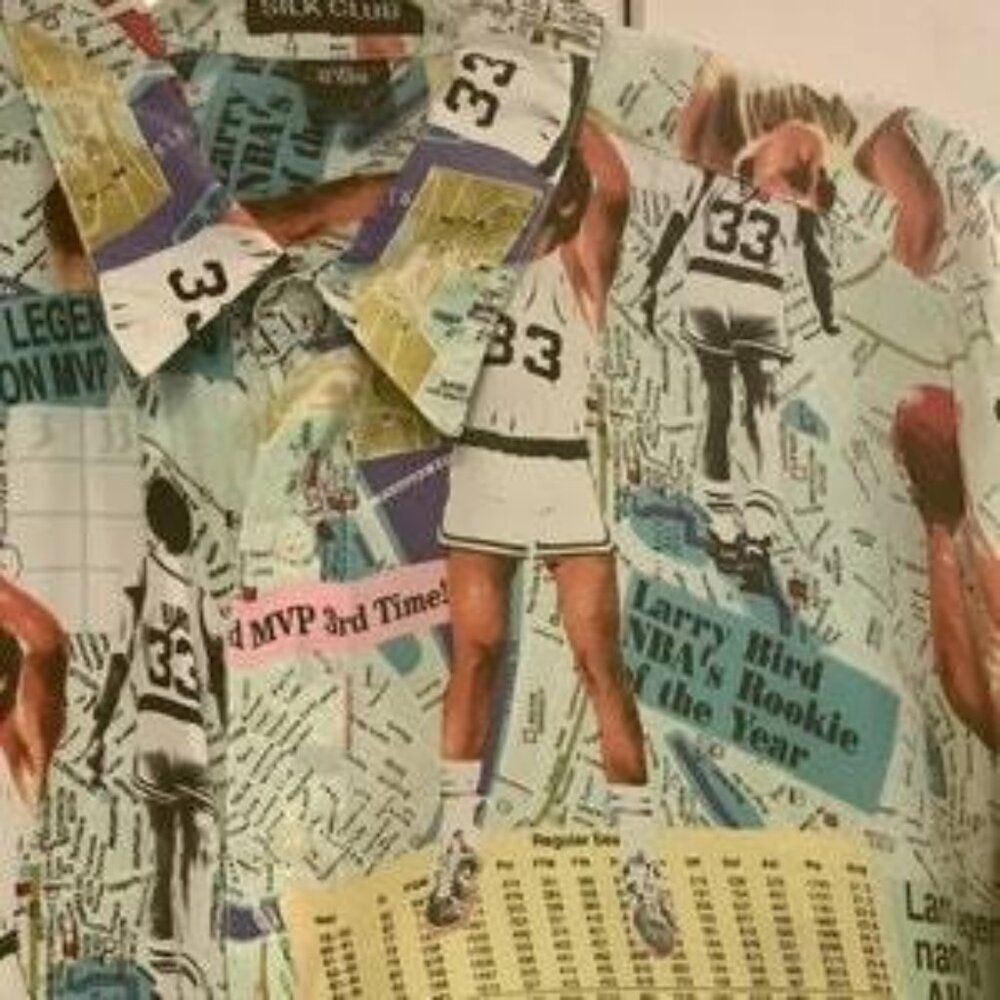 Vintage Silk Club Men Silk Basketball Print MVP/NBA Boston Celtics Shirt Size L